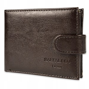 Portfel męski zapinany skórzany- brązowy