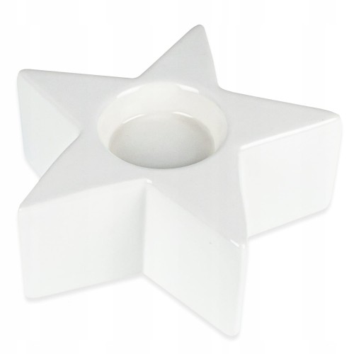 Świecznik ceramiczny gwiazdka na tealighty biały