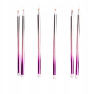 Świeczki urodzinowe holo różowe długie 14 cm 6 szt