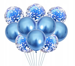 ZESTAW BALONÓW Z KONFETTI URODZINOWE NA IMPREZY 10 SZT NA HEL POWIETRZE