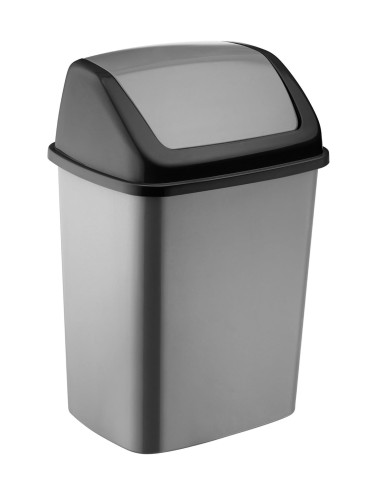 KOSZ NA ŚMIECI PLASTIKOWY 6,3L UCHYLNY ŚREDNI SZARY