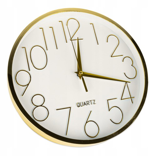 ZEGAR ŚCIENNY OKRĄGŁY ZŁOTY DO POKOJU SALONU
