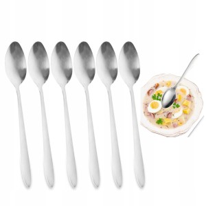 ŁYŻKI OBIADOWE STOŁOWE DO ZUPY DŁUGIE SREBRNE KLASYCZNE 6 SZT