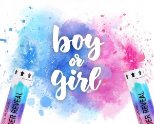 Tuba strzelająca konfetti na baby shower strzelające niebiesko różowe gande