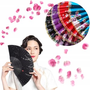 Wachlarz składany damski kolorowy na upalne dni na przedstawienie kostiumy