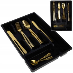 Organizer na sztućce widelce noże łyżki do szuflady czarny