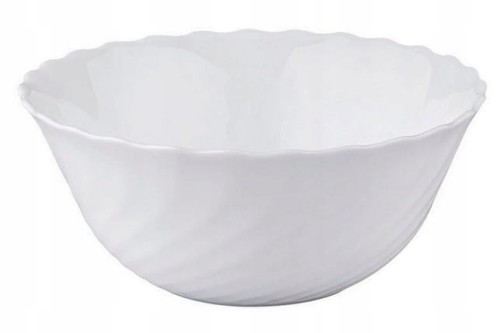 Salaterka ceramiczna na owoce sałatki biała kręcona OPAL fi. 18 cm