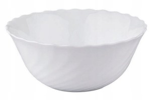 Salaterka ceramiczna na owoce sałatki biała kręcona OPAL fi. 15 cm