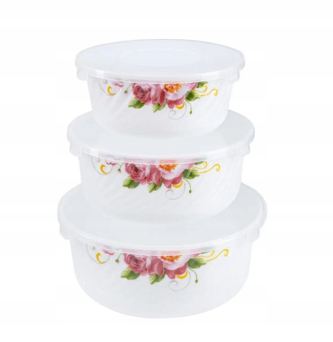 Zestaw misek emaliowanych z pokrywkami 550 ml 650 ml 750 ml 3 szt