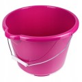 Wiadro plastikowe z wylewką domowe 12l z metalową rączką- mix kolor