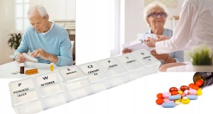 Kasetka pojemnik na leki lekarstwa tabletki na cały tydzień POLSKIE NAPISY