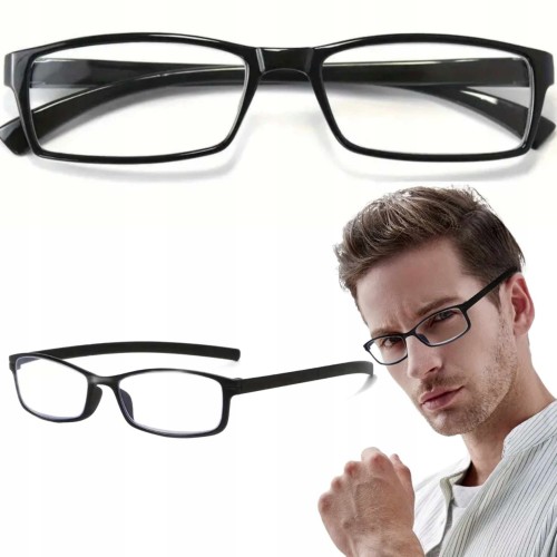 Okulary do czytania korekcyjne czarne zwykłe +2,00 dla seniorów uniwersalne