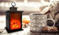 Kominek ledowy na baterie imitacja ognia do postawienia z zawieszką lampion