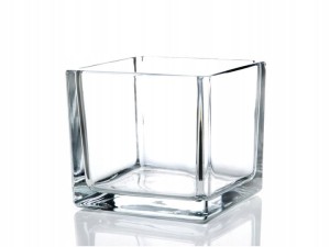 Świecznik szklany przezroczysty na tealight kwadratowy na świeczki 6x6x6 cm