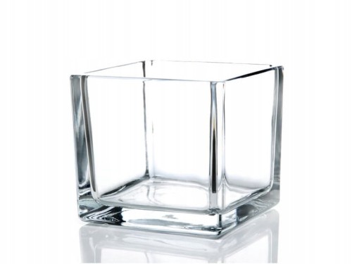 Świecznik szklany przezroczysty na tealight kwadratowy na świeczki 6x6x6 cm