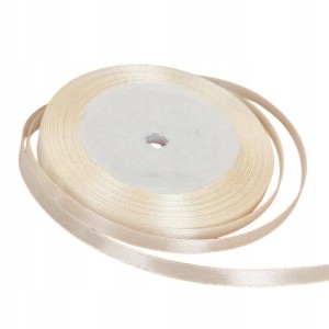 Wstążka dekoracyjna tasiemka do dekoracji prezentów gładka 22 m kremowa