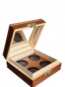 Paletka na cienie do powiek pudełko kasetka na cienie drewniana z lustrem