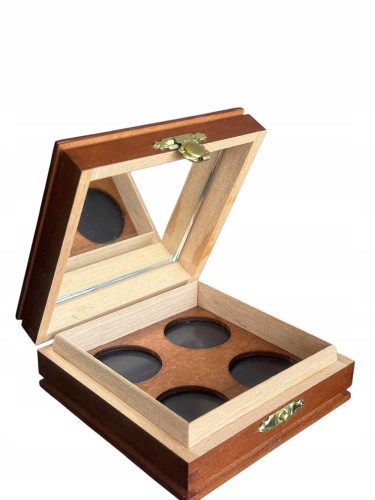 Paletka na cienie do powiek pudełko kasetka na cienie drewniana z lustrem