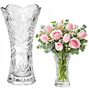 Wazon szklany dekoracyjny na kwiaty tulipany kryształowy piękny