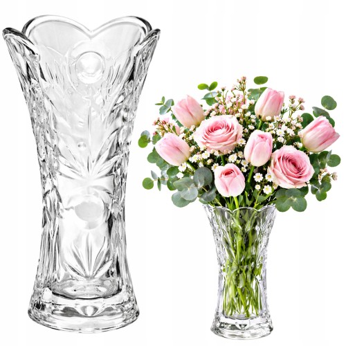 Wazon szklany dekoracyjny na kwiaty tulipany kryształowy piękny