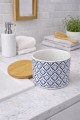 Pojemnik ceramiczny z bambusową pokrywką uniwersalny do kuchni łazienki0,75