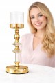 Świecznik dekoracyjny złoty glamour ze szkłem 41 cm