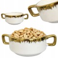 Miseczka ceramiczna na przekąski dipy w paski ze złotym paskiem 270 ml