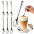 Łyżeczki do latte drinków koktajli srebrne długie eleganckie komplet 6 szt