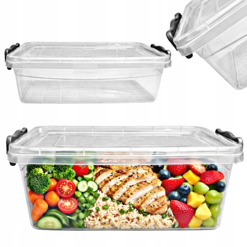 Pojemnik na żywność hermetyczny lunchbox z pokrywą klipsy BPA FREE 3,5l