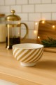 Miseczka ceramiczna na przekąski dipy w paski ze złotym paskiem 300 ml