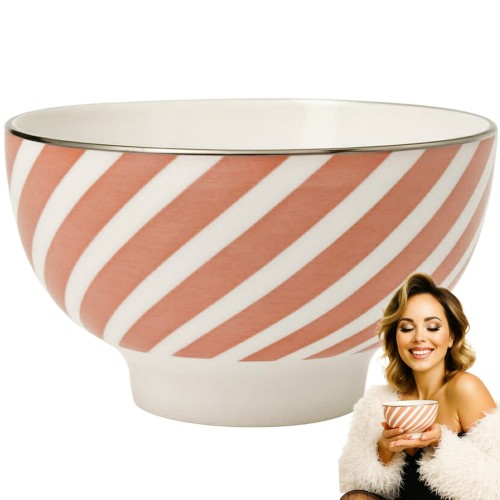 Miseczka ceramiczna na przekąski dipy w paski ze złotym paskiem 300 ml