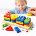 Drewniana zabawka edukacyjna sorter kształtów i kolorów dla dziecka