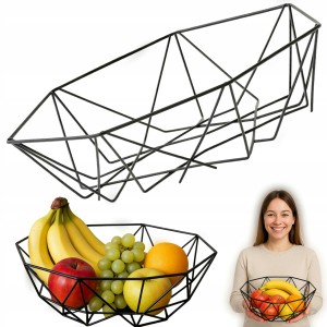 Patera koszyk misa na owoce druciana na stół geometryczny czarny