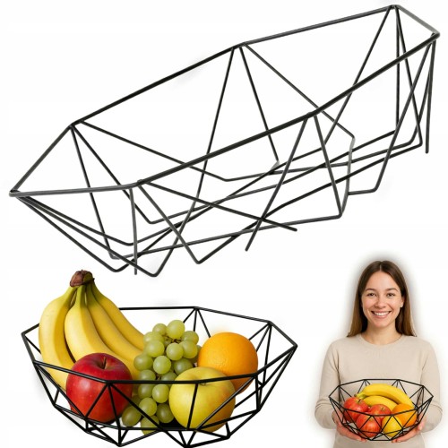 Patera koszyk misa na owoce druciana na stół geometryczny czarny