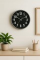 Zegar ścienny czarny do domu kuchni salony fi,25 cm stylowy +BATERIA