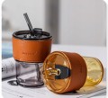 Szklany kubek ze słomką na lemoniadę sok wodę 300 ml DO SAMOCHODU