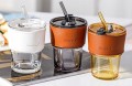 Szklany kubek ze słomką na lemoniadę sok wodę 300 ml DO SAMOCHODU