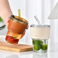 Szklany kubek ze słomką na lemoniadę sok wodę 300 ml DO SAMOCHODU