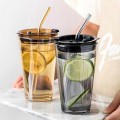 Szklany kubek ze słomką na lemoniadę sok wodę 450 ml DO SAMOCHODU