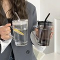 Szklany kubek ze słomką na lemoniadę sok wodę 450 ml