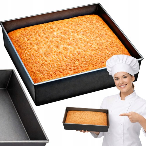 Blacha do pieczenia forma do ciasta kwadratowa CZARNA NON-STICK 27x23x6 cm