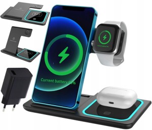 Bezprzewodowa ładowarka 3w1 do iPhone Apple Watch AirPods STACJA DOKUJĄCA