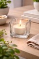 Szklany świecznik kwadrat 6x6 cm lampion na tealight grube szkło