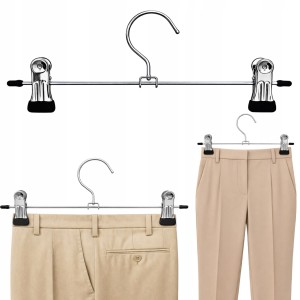Metalowy wieszak na spodnie z klamerkami klipsami organizer do szafy 30cm