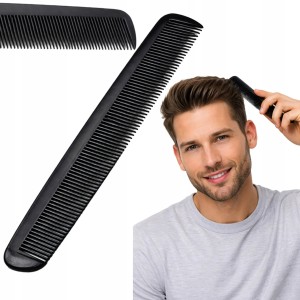 Grzebień męski do włosów fryzjerski czarny gęsty barber 12,5 cm