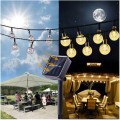 Lampki solarne ogrodowe girlanda 20 LED 4,82 m kule ciepłe białe