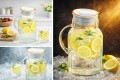 Dzbanek plastikowy z pokrywką do wody lemoniady soku na zimne napoje 1l