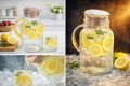Dzbanek plastikowy z pokrywką do wody lemoniady soku na zimne napoje 1l