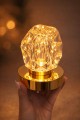 Lampka LED kryształowa USB złota dekoracyjna nocna skała ciepłe światło