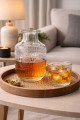 Karafka szklana ze szklanką ozdobna do whisky wody soku elegancka retro 1l